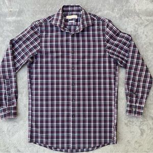 MICHAEL KORS Long Sleeve Dress Shirt - Burgundy & Gray/Charcoal - 14.5